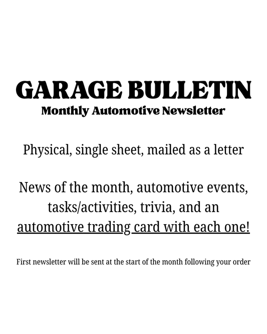 Garage Bulletin Monthly Newsletter