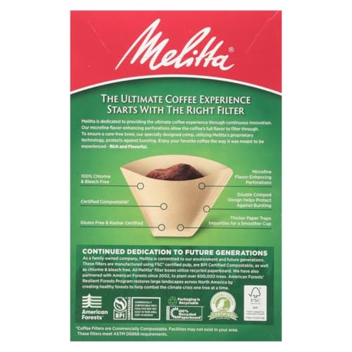 Melitta #4 Cone Coffee Filters, Unbleached Natural Brown, 100 Count (Pack of 3), 300 Total Filters