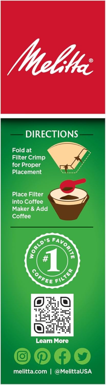 Melitta #4 Cone Coffee Filters, Unbleached Natural Brown, 100 Count (Pack of 3), 300 Total Filters