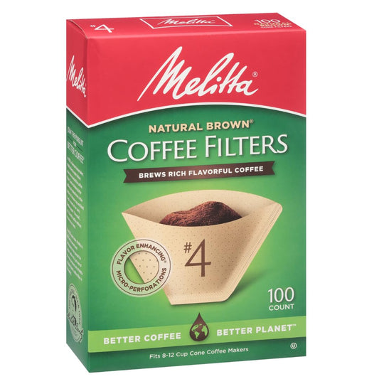 Melitta #4 Cone Coffee Filters, Unbleached Natural Brown, 100 Count (Pack of 3), 300 Total Filters