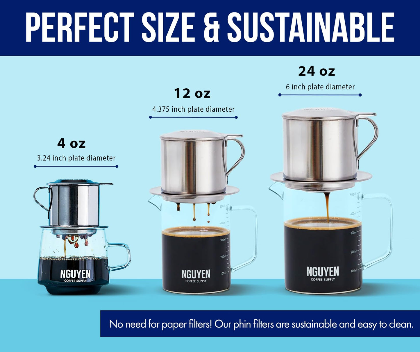 Nguyen Coffee Supply - Original Phin Filter: Stainless Steel 4oz Chamber, Perfect Cup of Phin Drip Coffee in 7 minutes