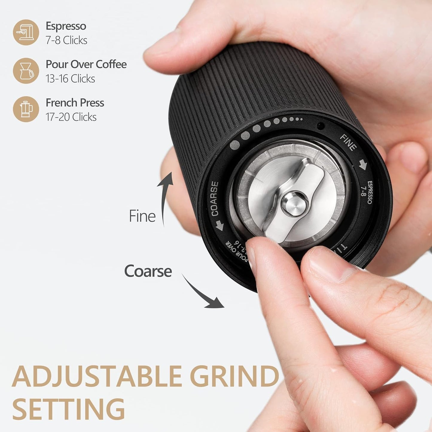 TIMEMORE Chestnut C2S Manual Coffee Grinder,CNC Stainless Steel Conical Burr, Internal Adjustable Setting, Double Bearing Positioning, Hand Grinder Gift for Espresso to French Press