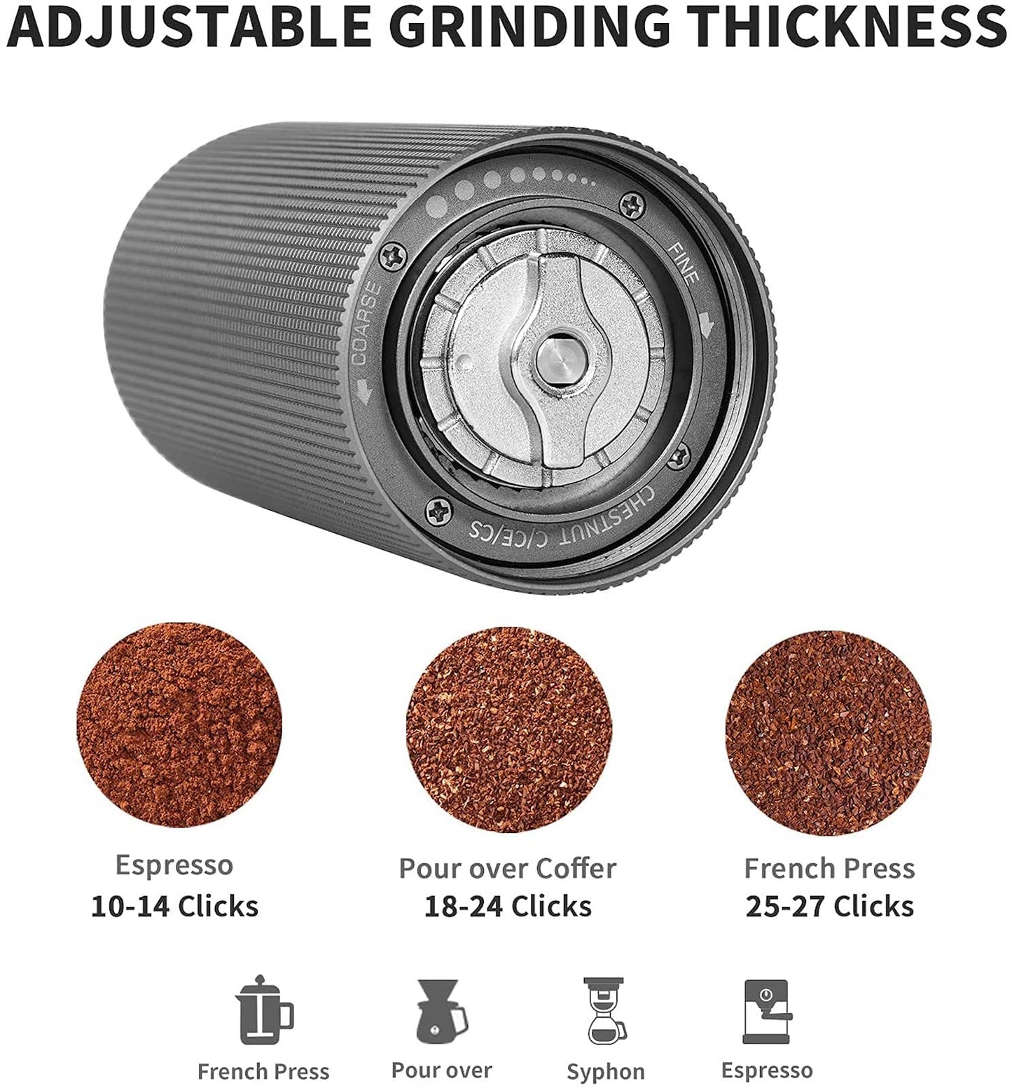 TIMEMORE Chestnut C2S Manual Coffee Grinder,CNC Stainless Steel Conical Burr, Internal Adjustable Setting, Double Bearing Positioning, Hand Grinder Gift for Espresso to French Press